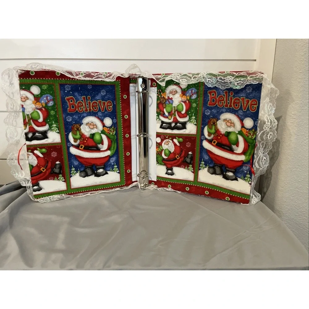 Handmade‎ Scrapbook Quilt Vintage Christmas Photo Album, Santa